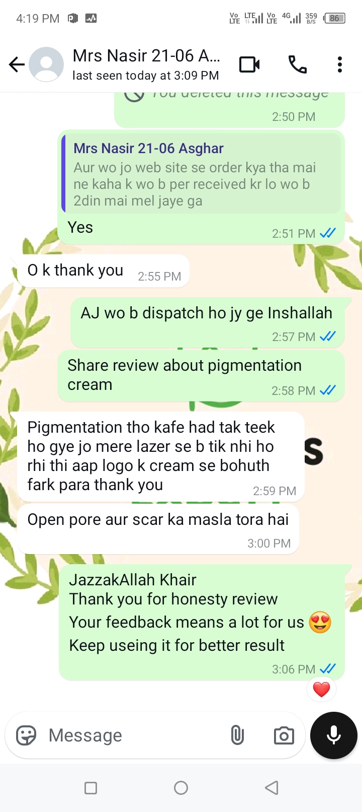 Pigmentation cream