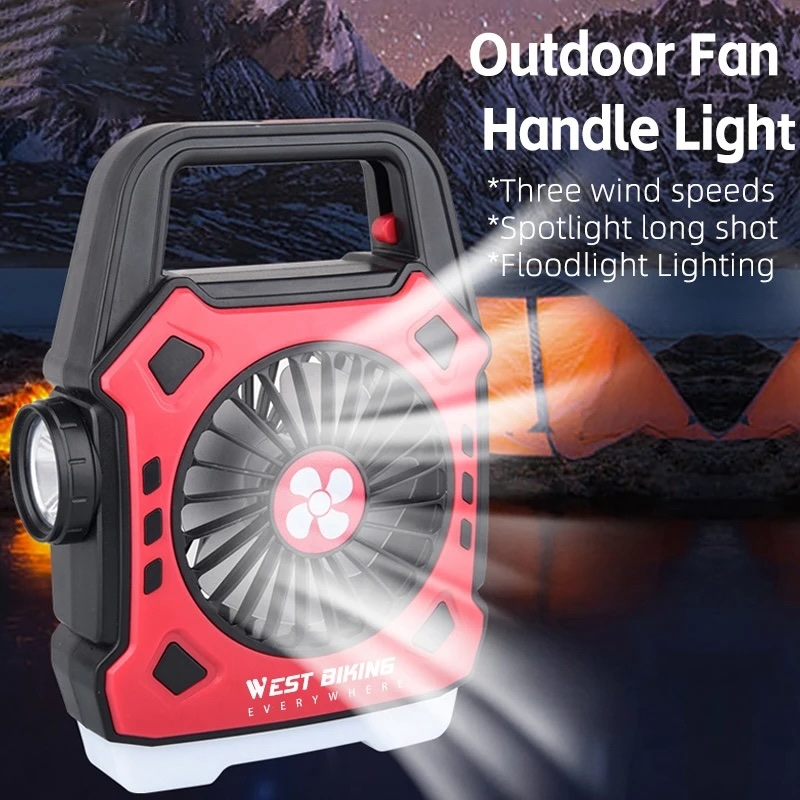 Multipurpose Rechargeable Desk & Camping Fan with LED Light, Flashlight & Power Bank 1 LED Light