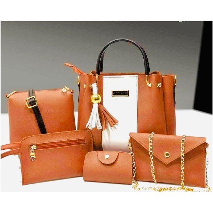 Stylish women leather hand bag 5pcs