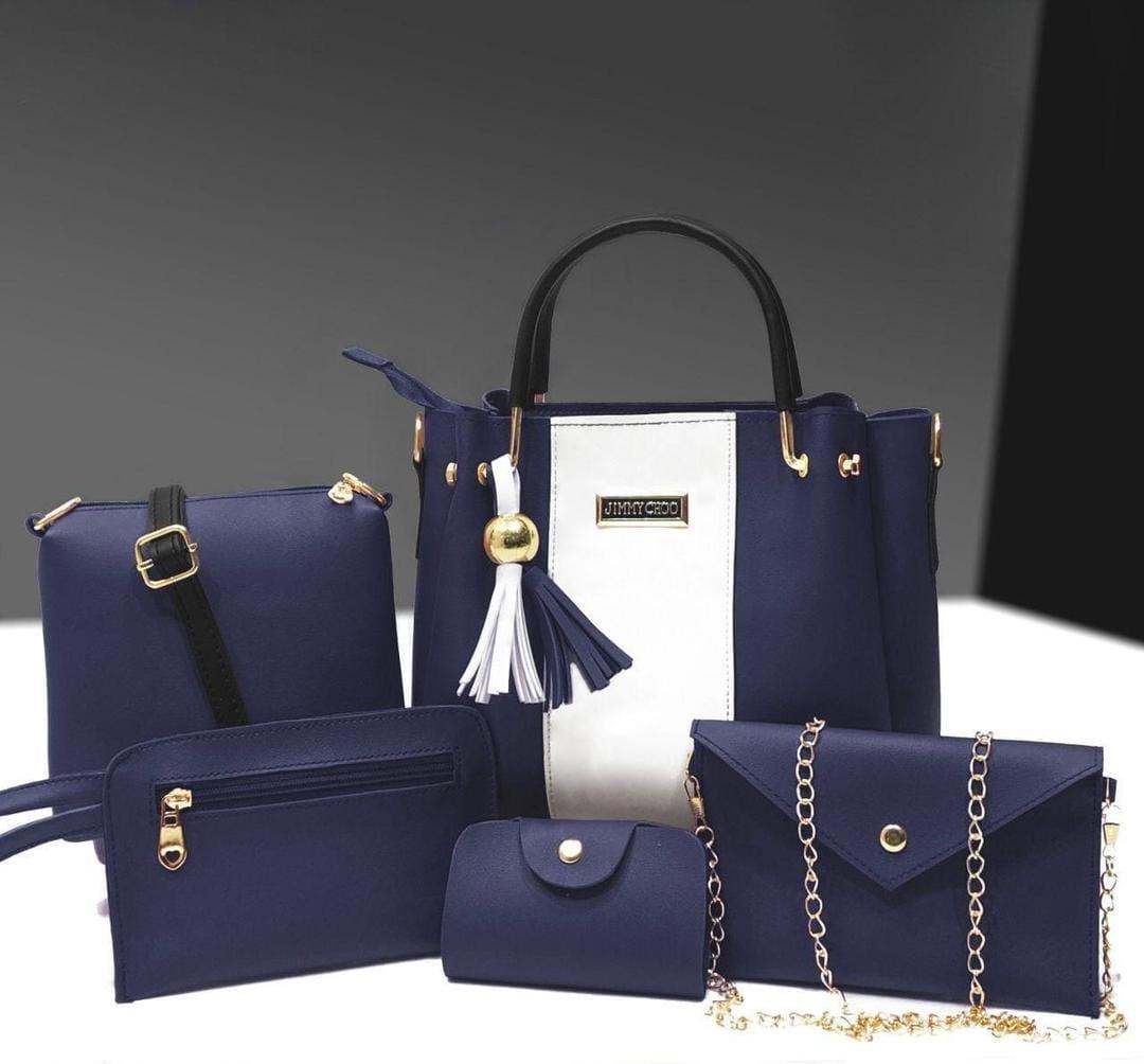 Stylish women leather hand bag 5pcs