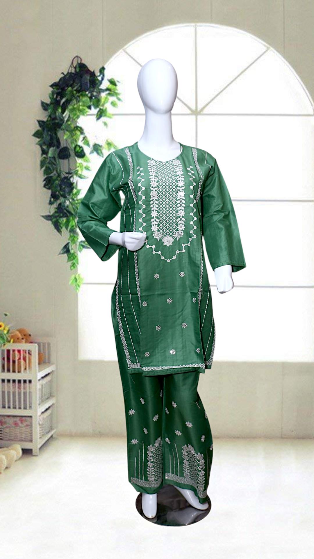 2 pcs women Stitched Embroidered Shirt and Trouser
