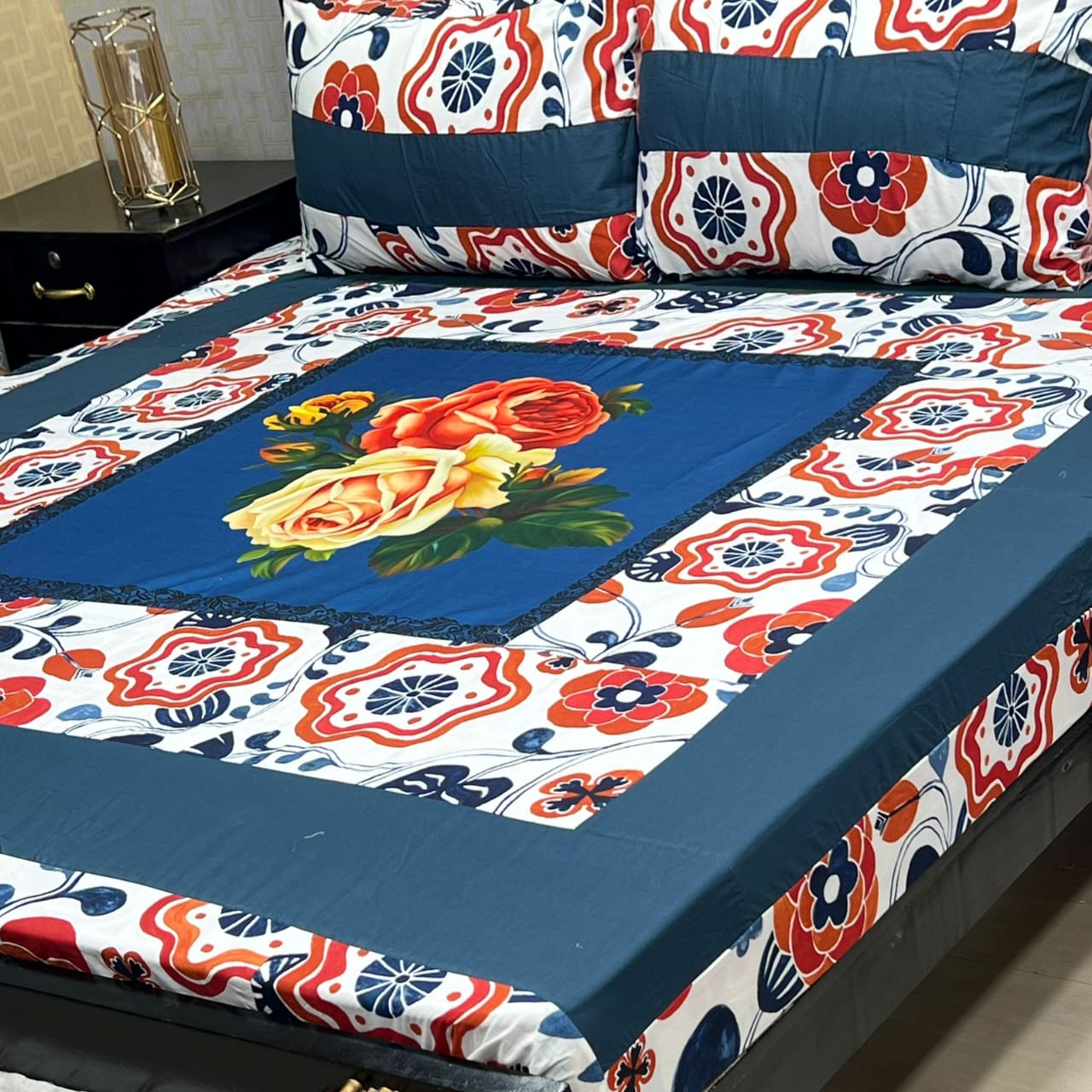 Digital gold panel bedsheet*🛌🛌🛌 *3pc Bedsheets*