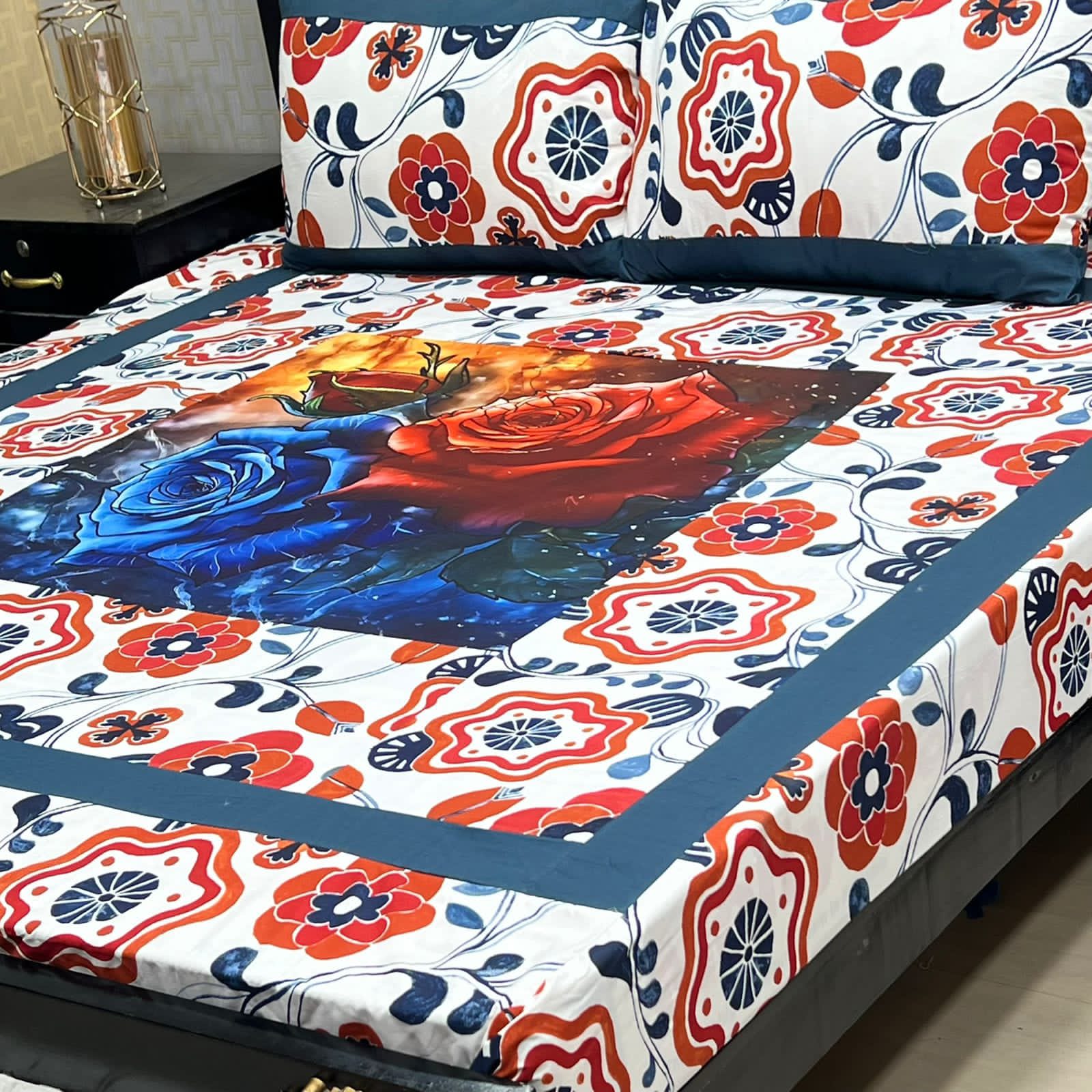 Digital gold panel bedsheet*🛌🛌🛌 *3pc Bedsheets*