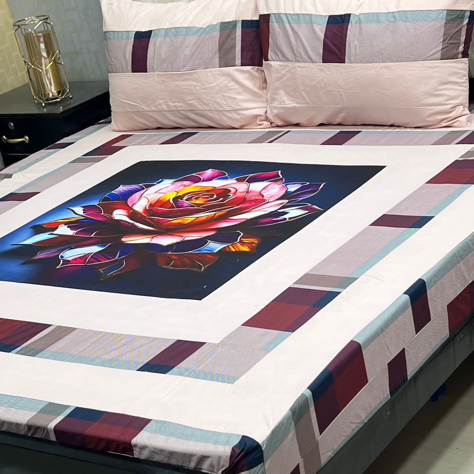 Digital gold panel bedsheet*🛌🛌🛌 *3pc Bedsheets*