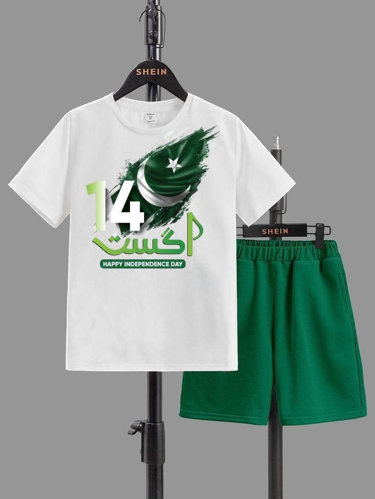 2 Pcs Boy’s Blended Printed Knicker And Shirt Set
