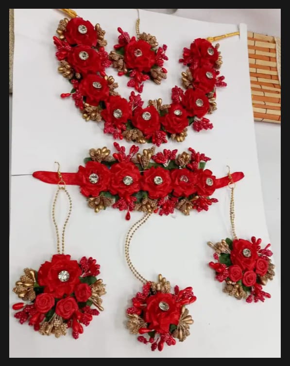 Artificial floral bridal jewellery set