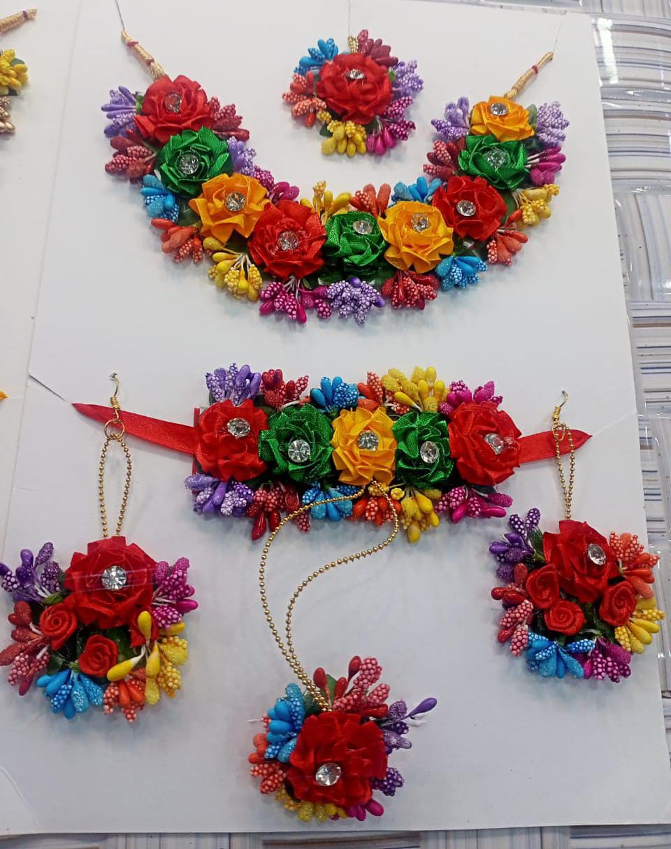 Artificial floral bridal jewellery set