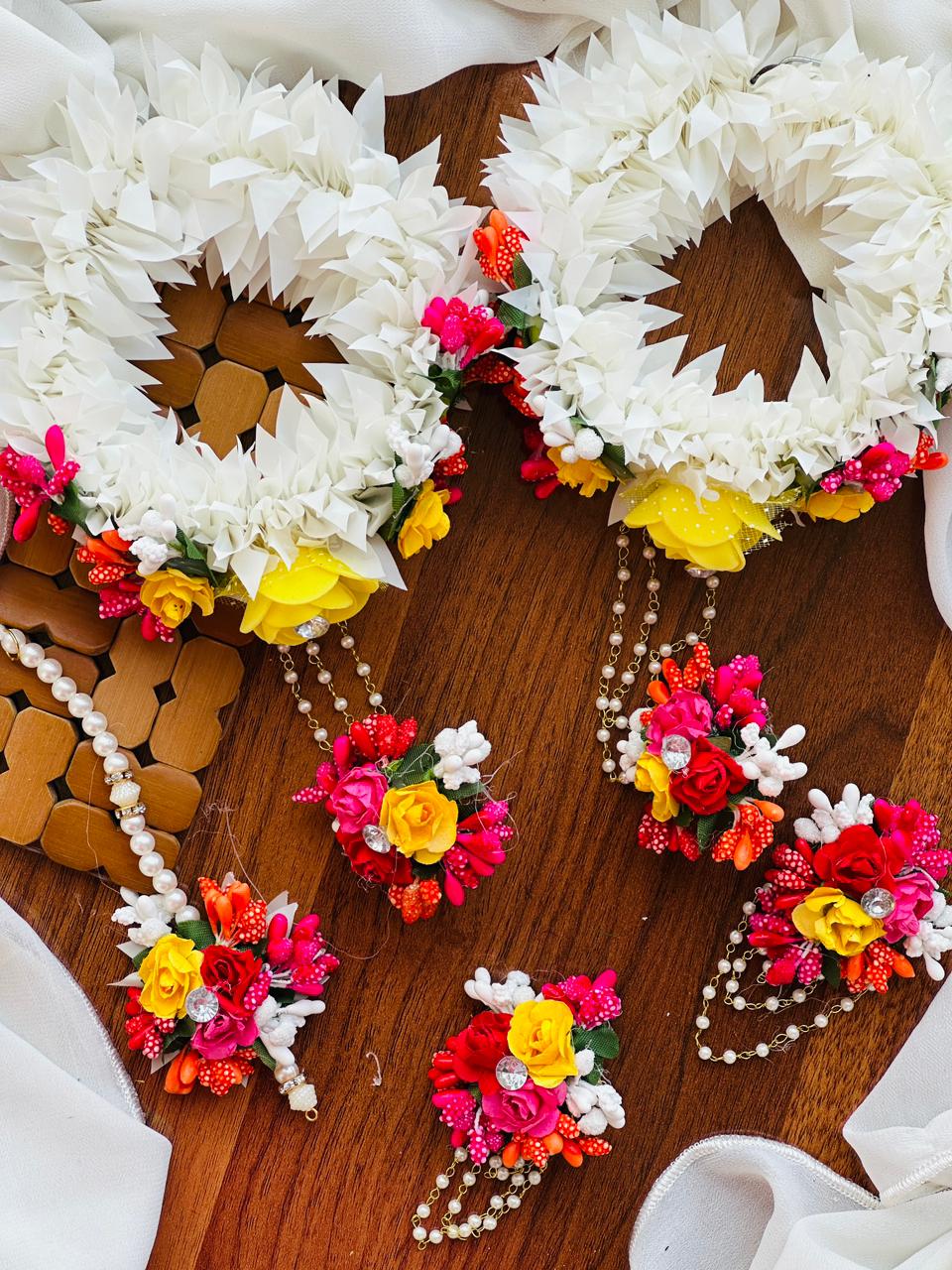 Maiyon mehndi artificial floral bridal jewellery set