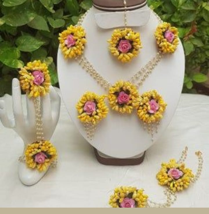 Artificial floral bridal jewellery set