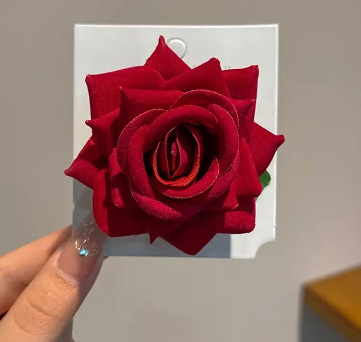 Vintage Red Rose Hair Clips