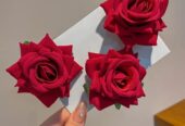 Vintage Red Rose Hair Clips