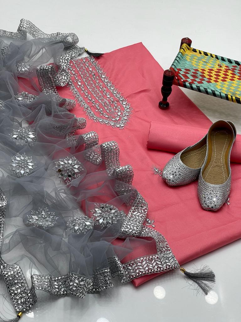 03 Pcs Dress Stuff katan silk