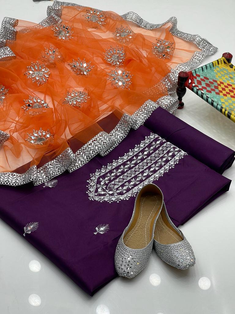 03 Pcs Dress Stuff katan silk