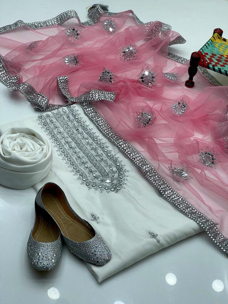 03 Pcs Dress Stuff katan silk