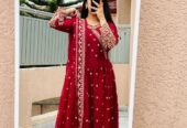Angrakha Style Heavy Border,Neck Embroidered Maxi With Emb Dupatta 3Pcs