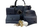 Stylish Blue PU Leather Hand Bag Set – 4 Pcs for