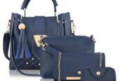 Stylish Blue PU Leather Hand Bag Set – 4 Pcs for