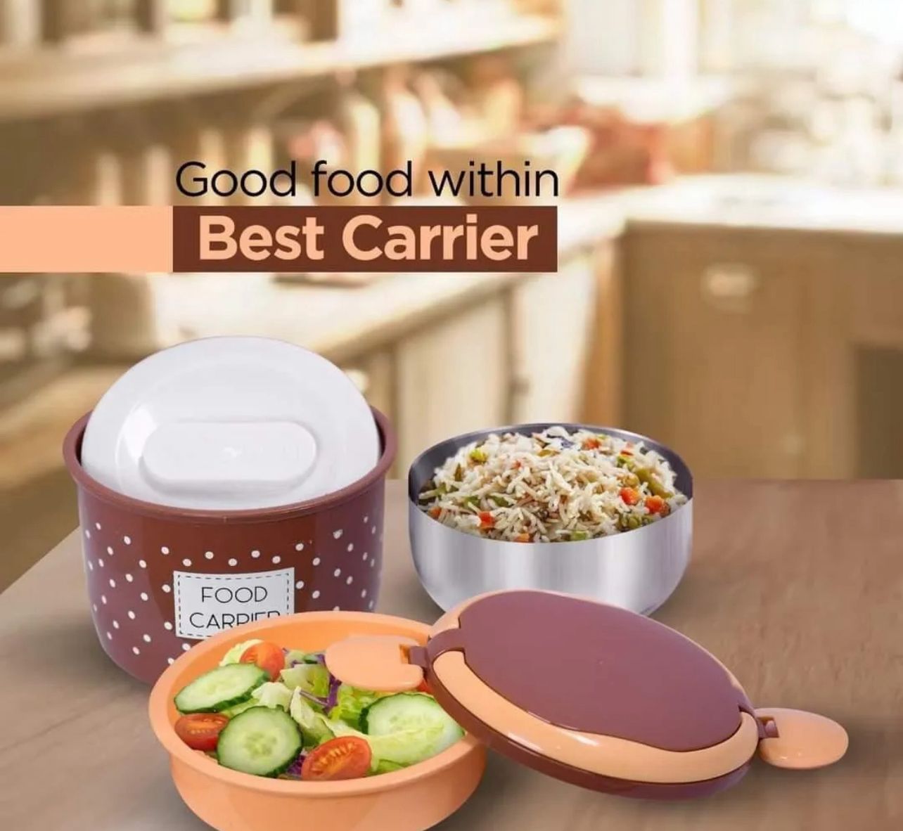 Double Layer Tiffon Lunch Box/Food Carrier (Mix/Random color)