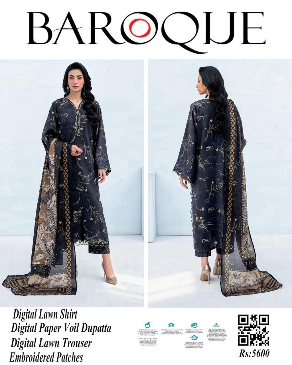 Baroque 3PCs Premium Digital Printed Lawn Summer Collection