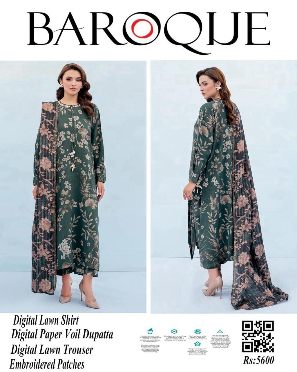 Baroque 3PCs Premium Digital Printed Lawn Summer Collection