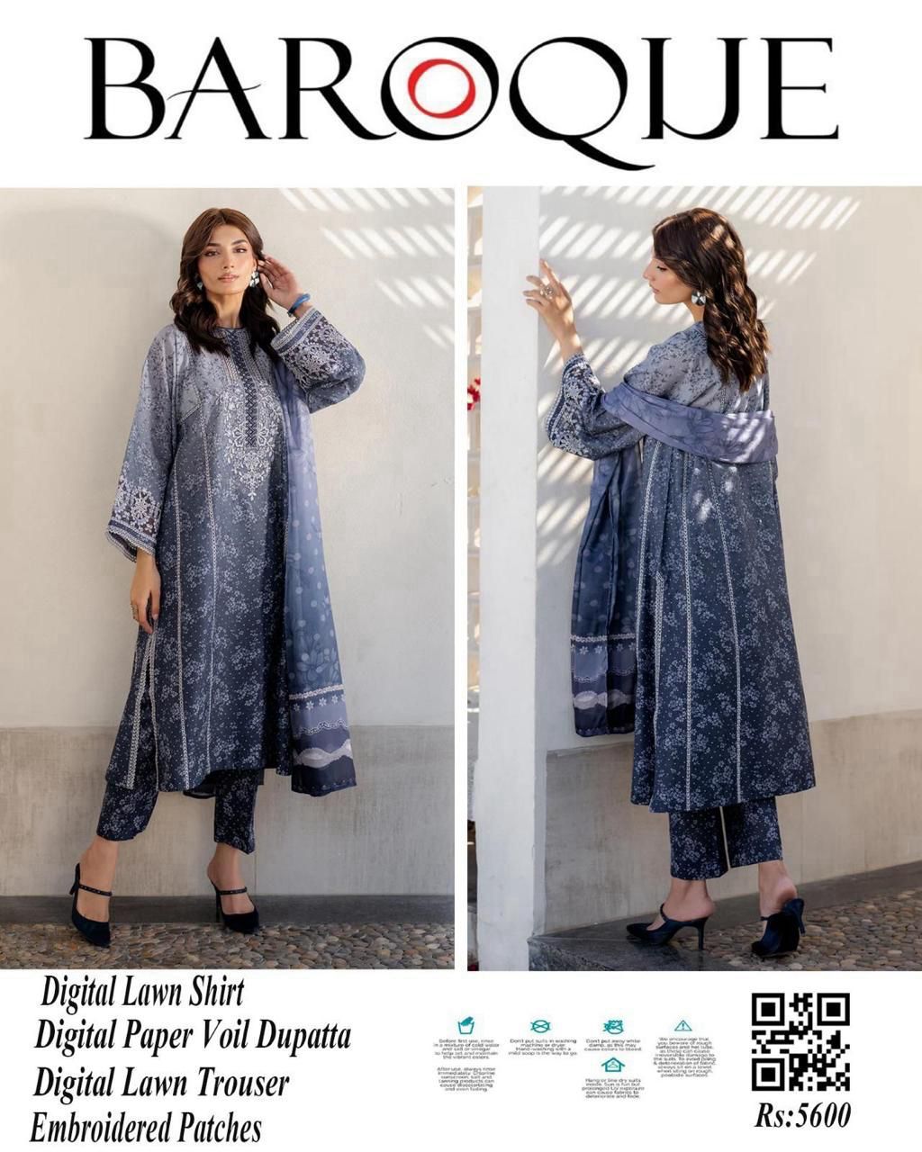 Baroque 3PCs Premium Digital Printed Lawn Summer Collection