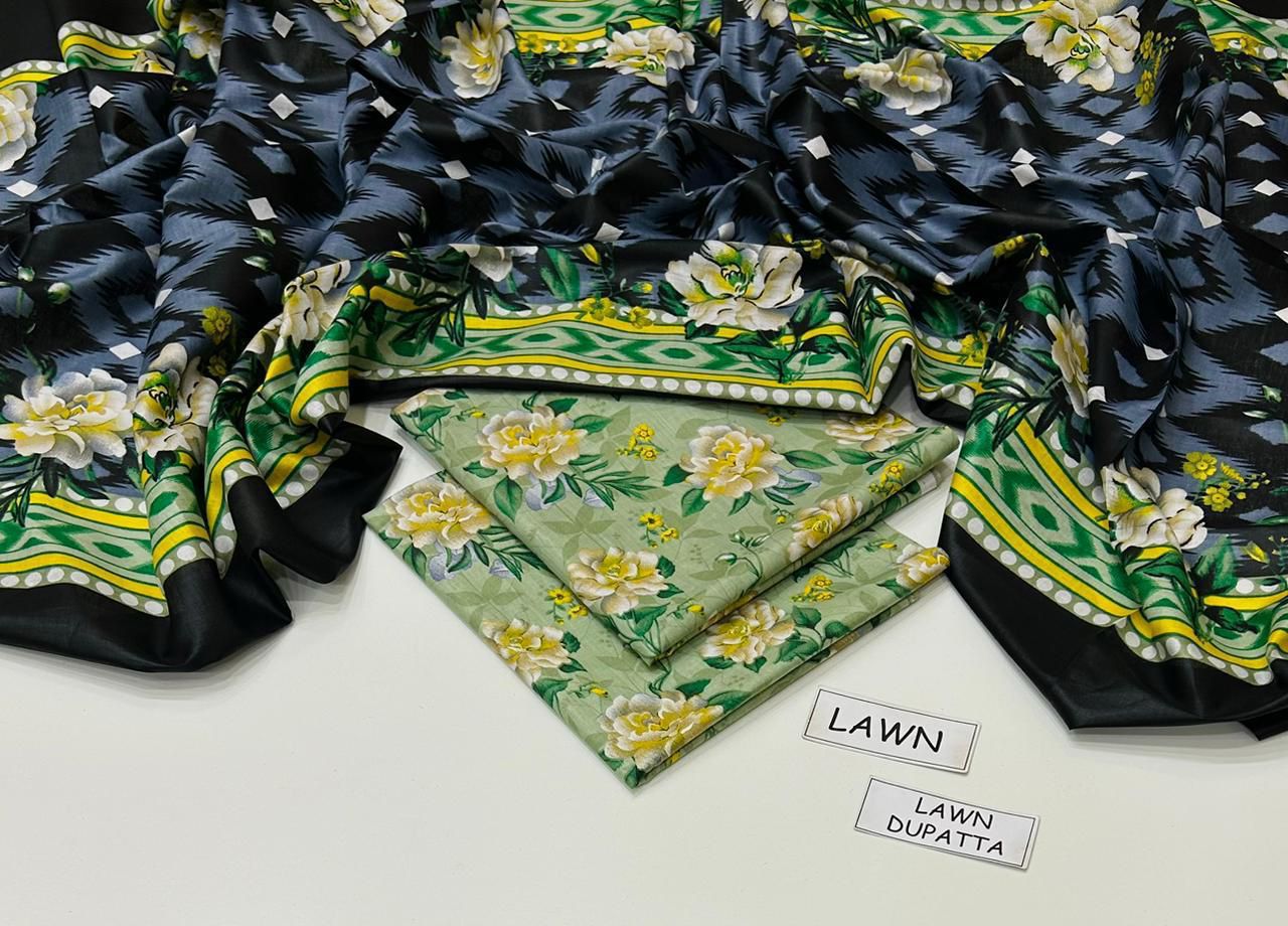 شفون دوپٹہ کے ساتھ 3 پیس لان سوٹس