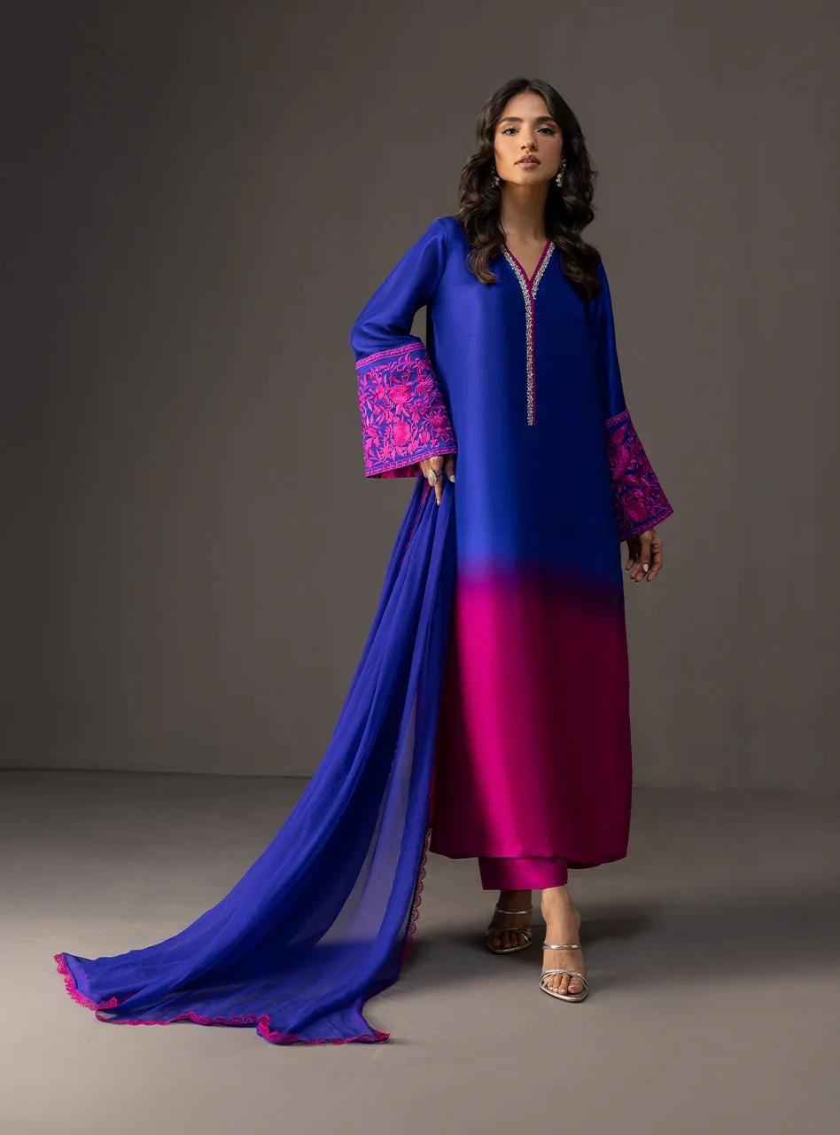 Shamoze Silk Digital Print Shirt, Shamoze Silk Digital Print Trouser Along With Silk Digital Print Dupatta 3 Pcs Dress