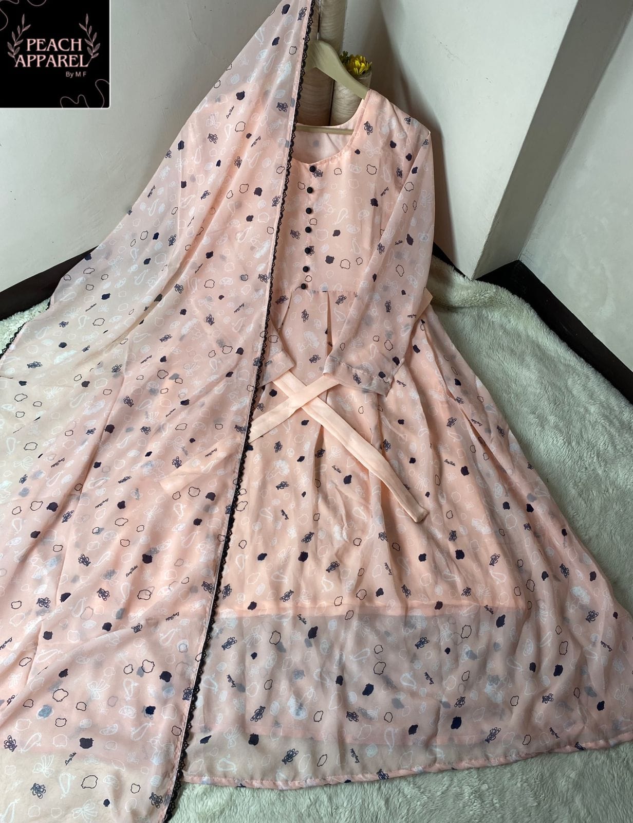 Chiffon Maxi With same duppata lace work