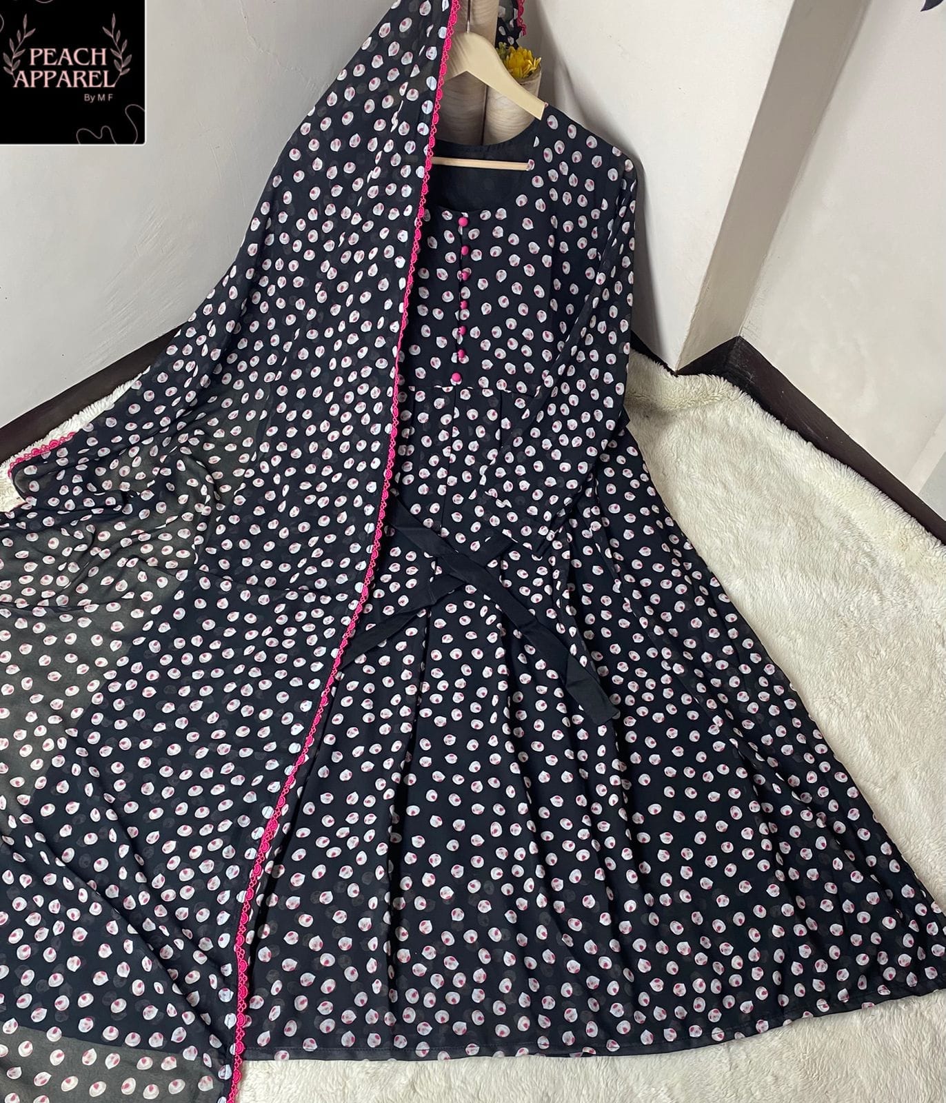 Chiffon Maxi With same duppata lace work