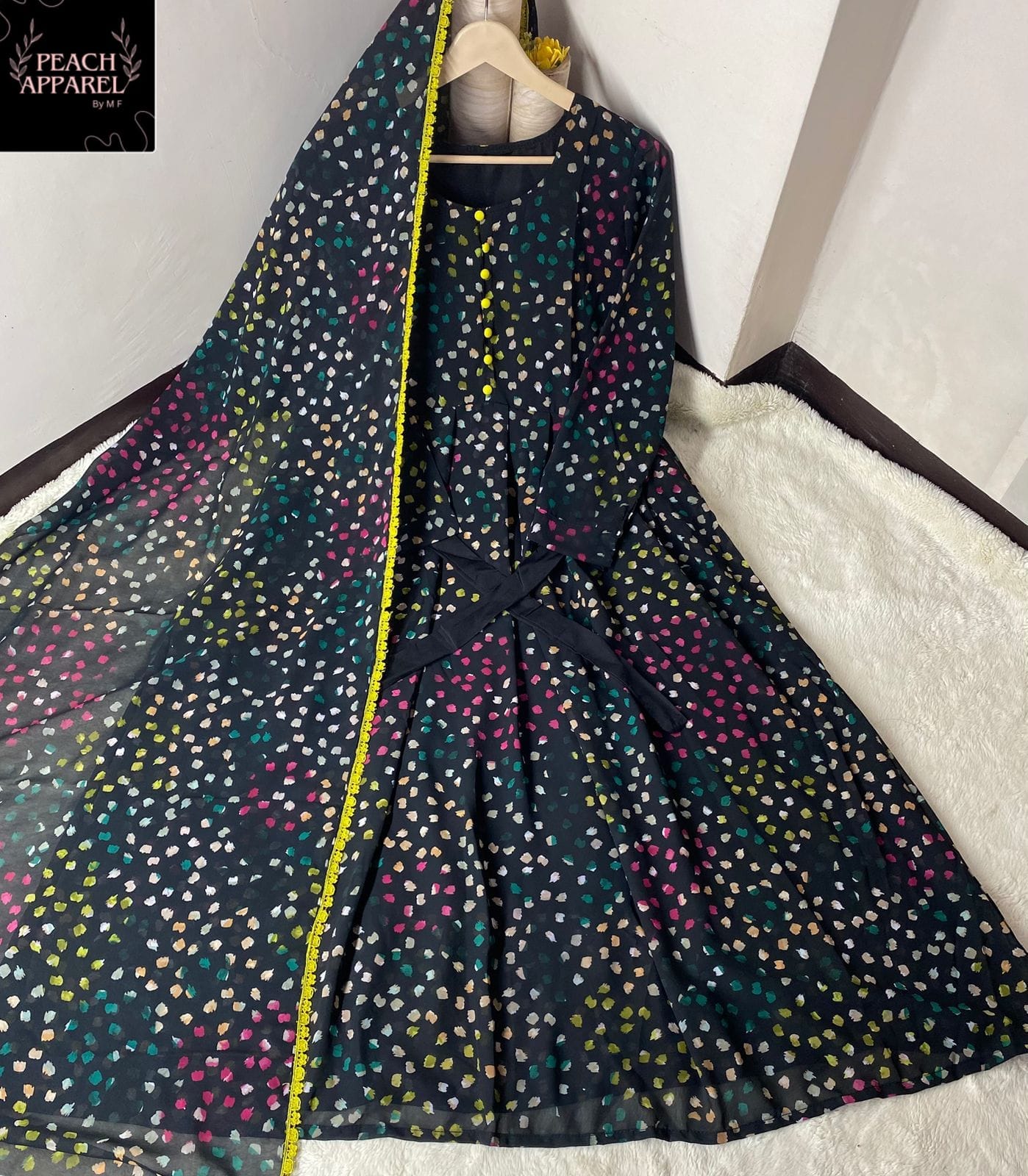 Chiffon Maxi With same duppata lace work