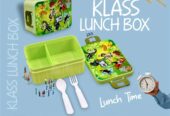 Cartoon Printed Kids School Lunch Box with Spoon & Fork Random Colours