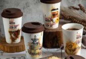 1pc Ceramic Beautiful Printed Coffee Mug with Silicone Lid 500ml Approx Random Prints