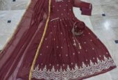 4Pcs, Maxi,Dupatta,Trouser,Potli Bag