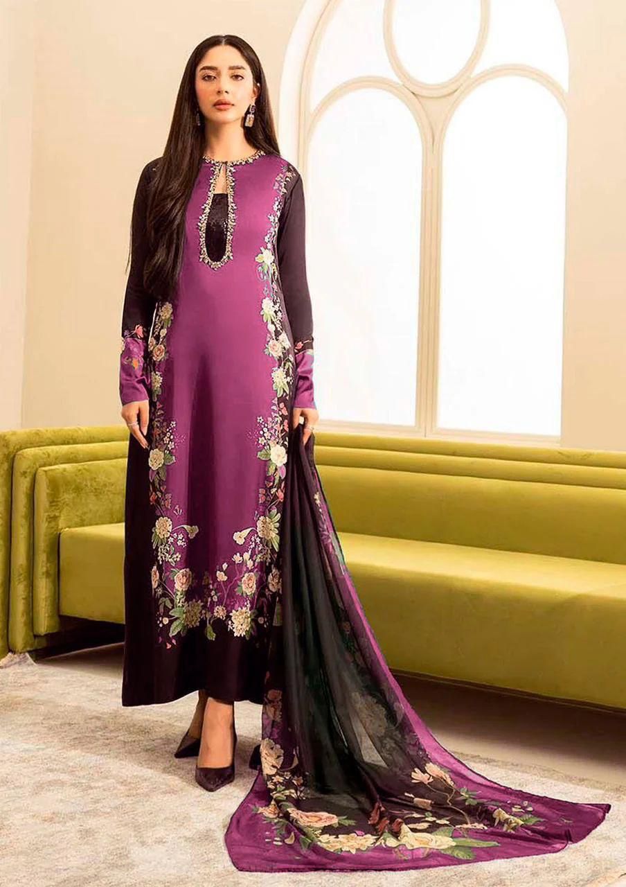 Shamoze Silk Digital Print Shirt, 3 Pcs Dress