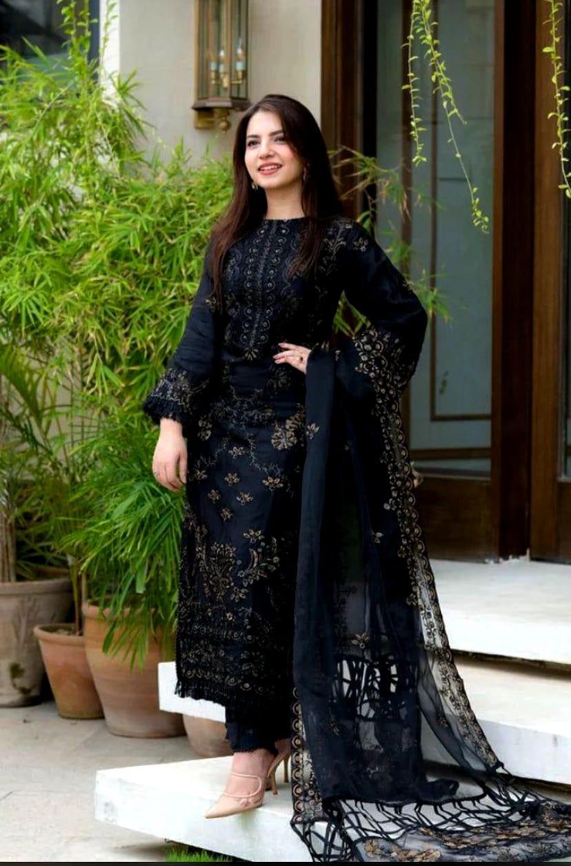 3pcs women’s unstitched Embroidered suit free home delivery 🚚🚚