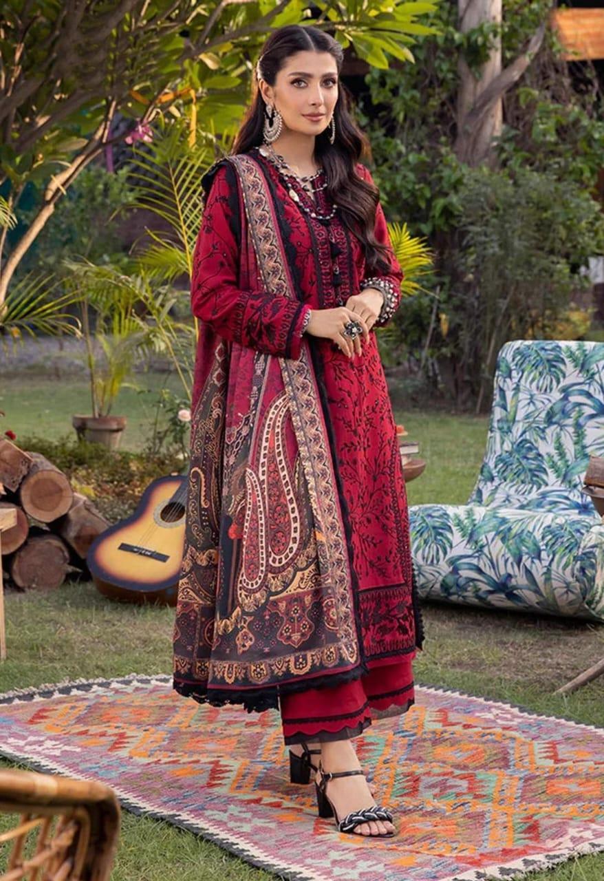3pcs women’s unstitched Embroidered suit free home delivery 🚚🚚