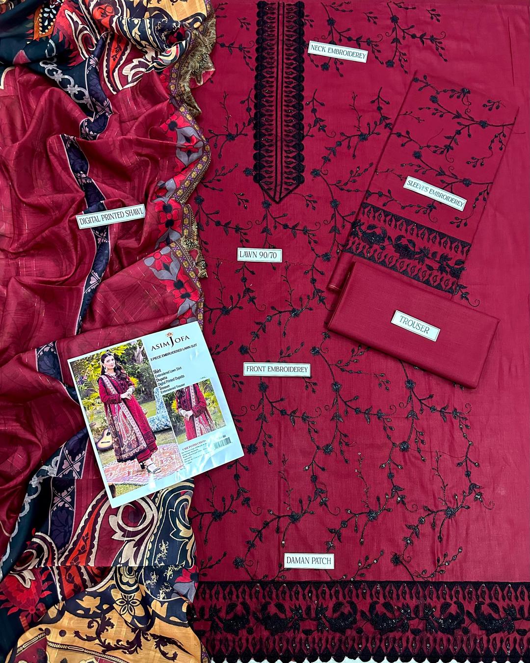 3pcs women’s unstitched Embroidered suit free home delivery 🚚🚚