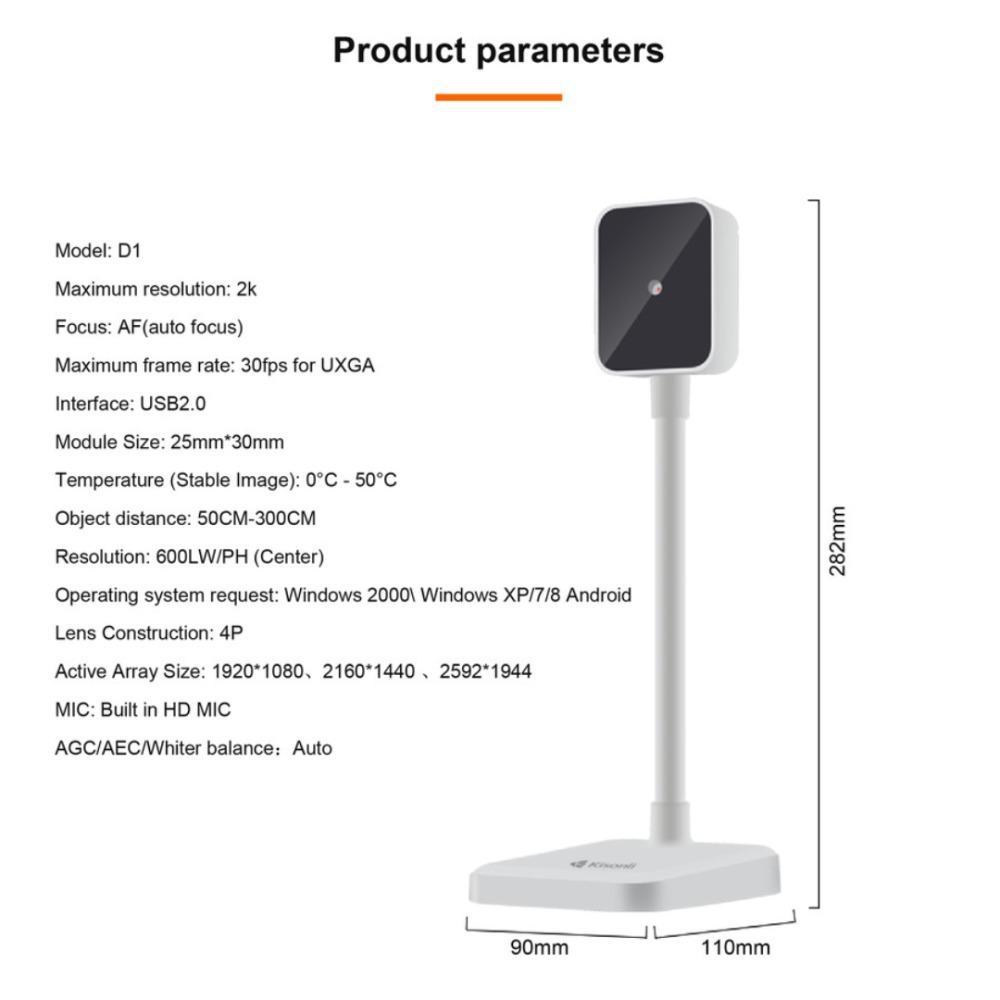 Kisonli D1 2K HD USB Webcam for Laptop/PC – Full HD Web Camera with Mic