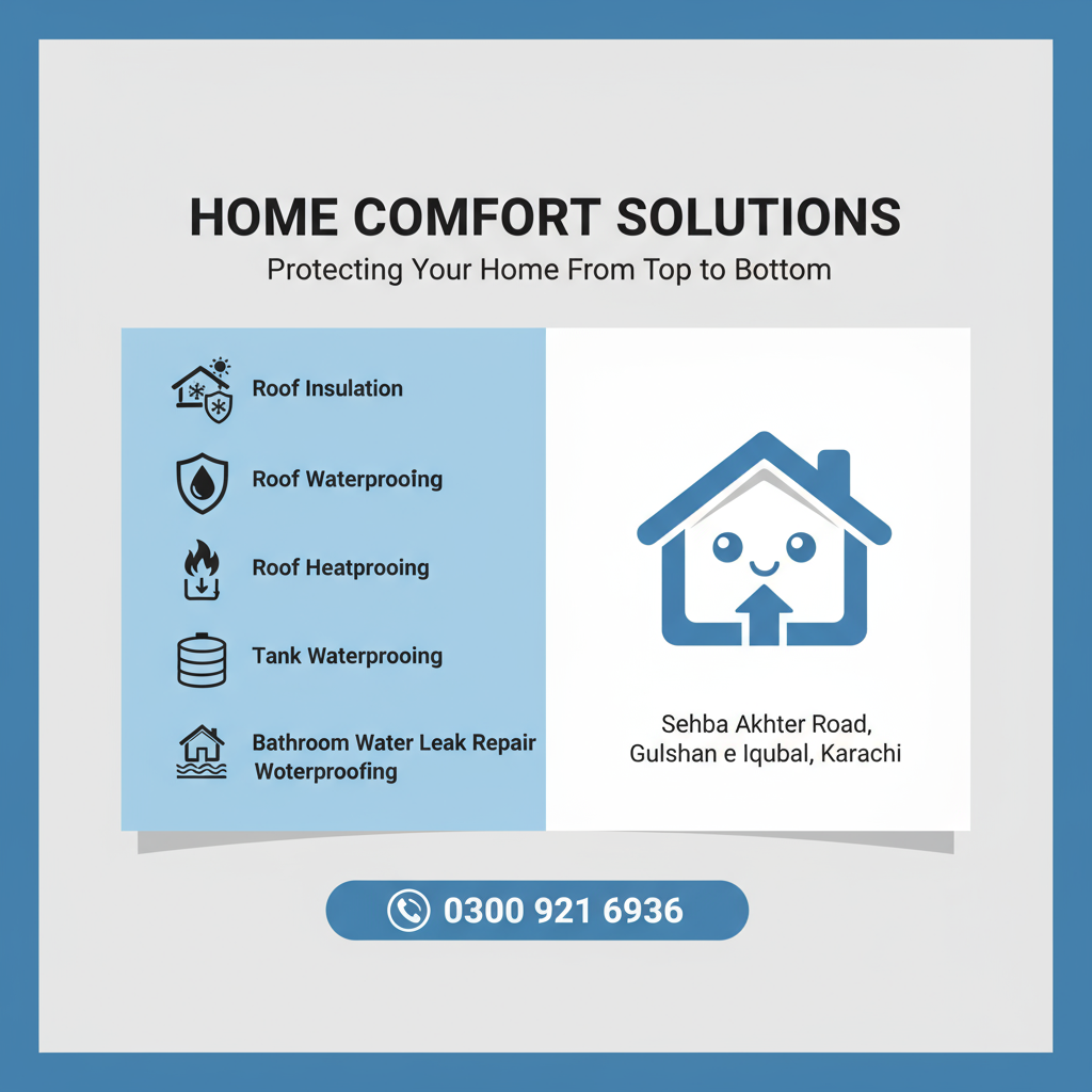 Home Comfort Solutions | Roof Insulation, Waterproofing & Leak Repair in Karachi