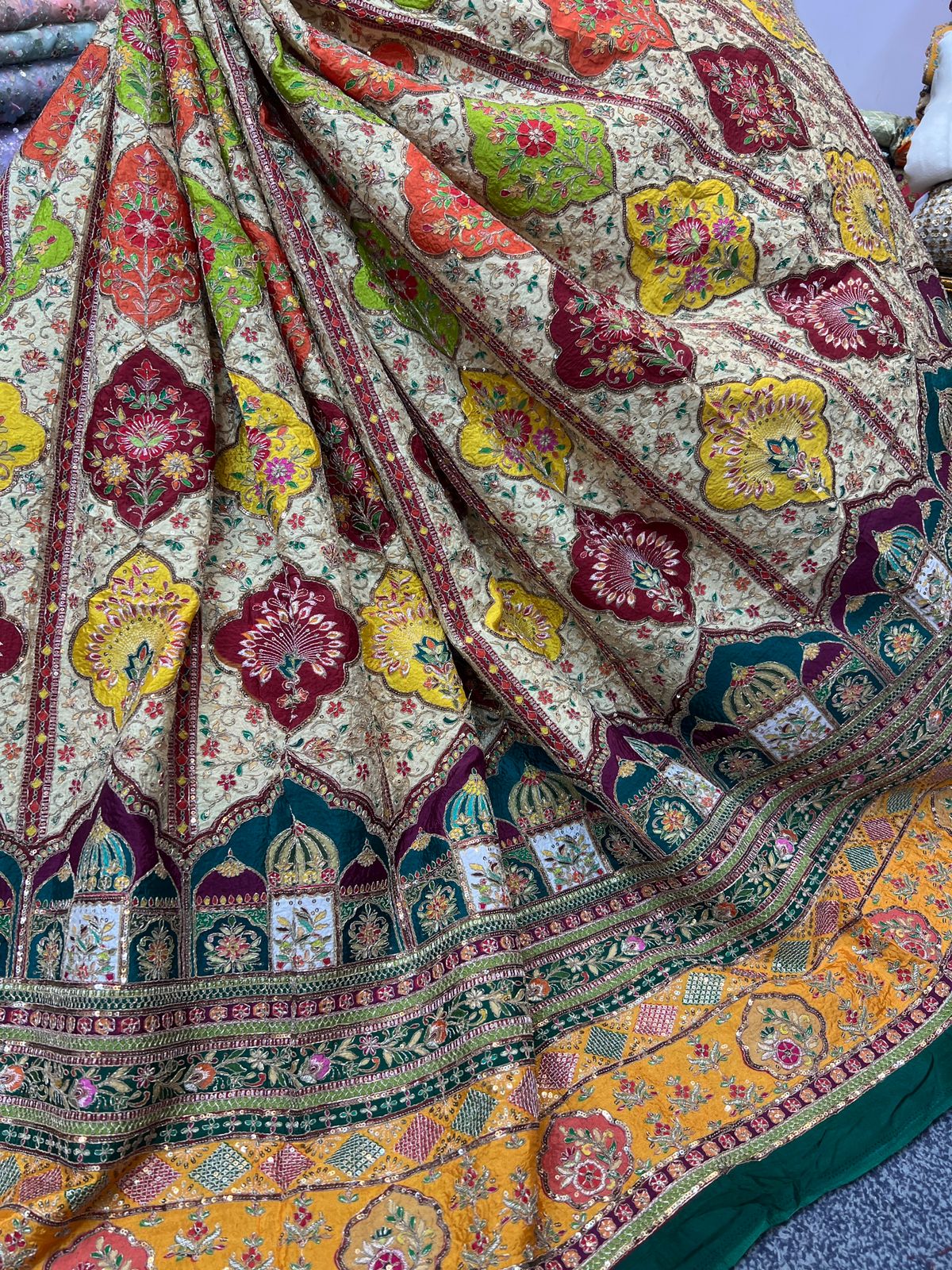 *Original Indian Armani craip silk Dori & sitara work