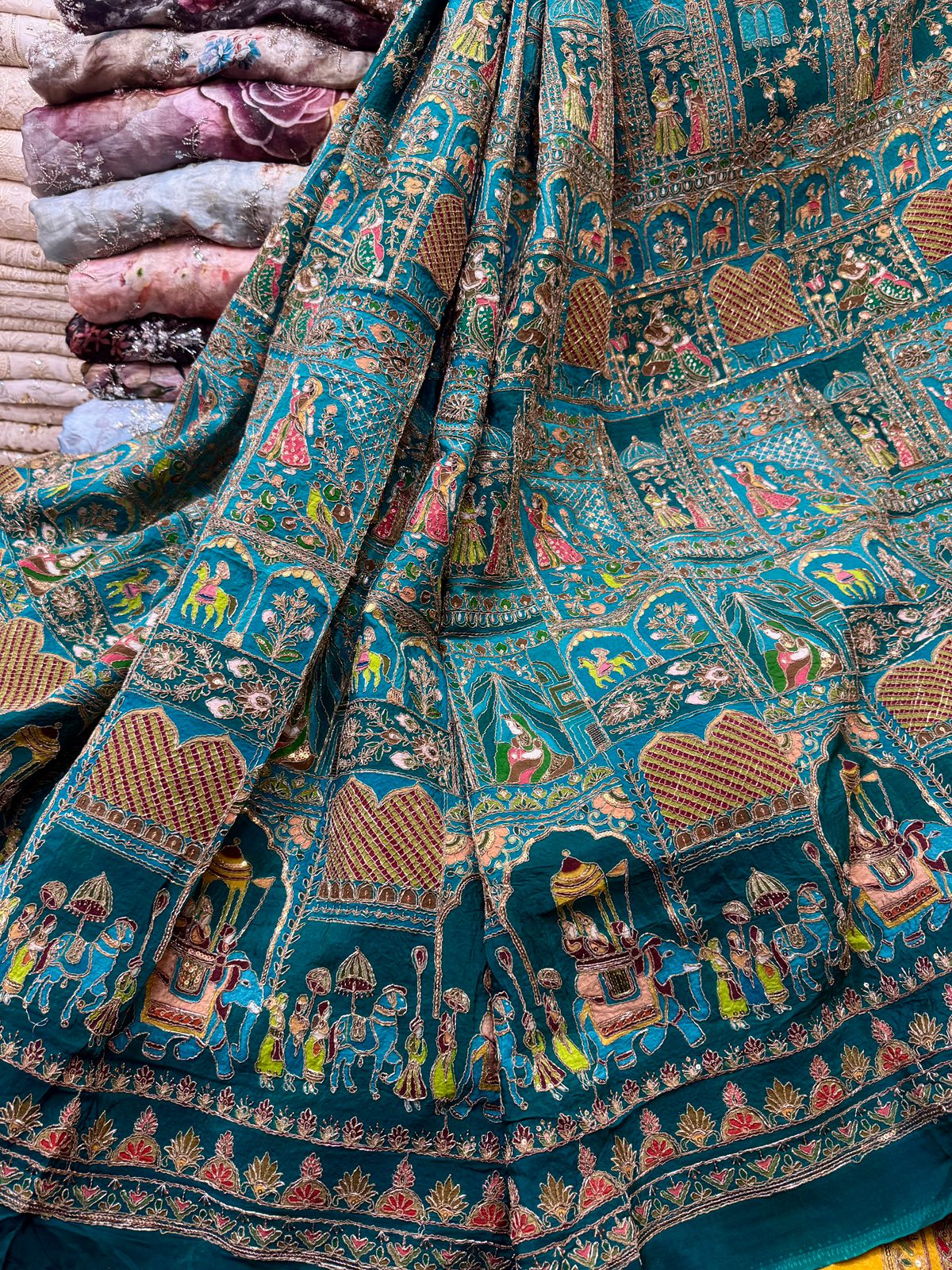 *Original Indian Armani craip silk Dori & sitara work