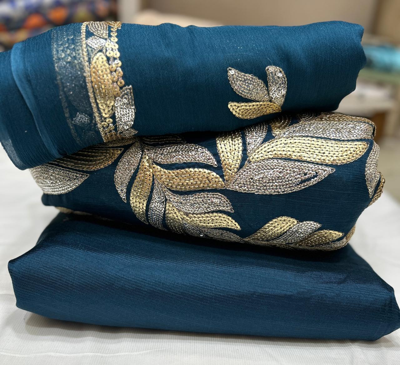 Rawsilk heavy katori embroidery front 1.5 yard