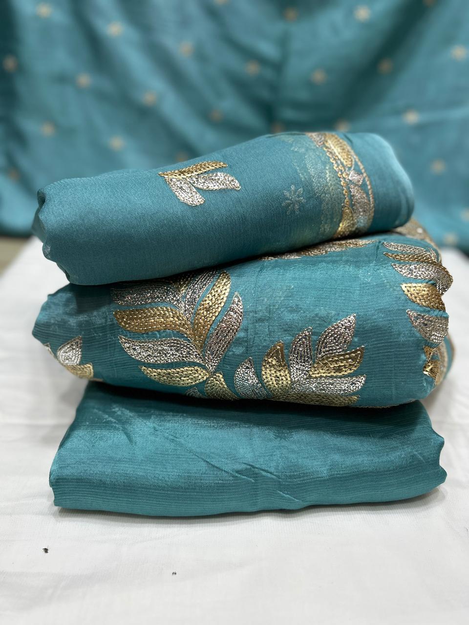 Rawsilk heavy katori embroidery front 1.5 yard