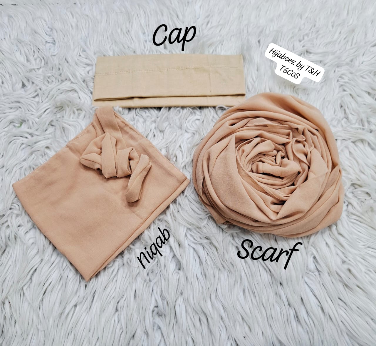 3 pec nikab scarf cap set