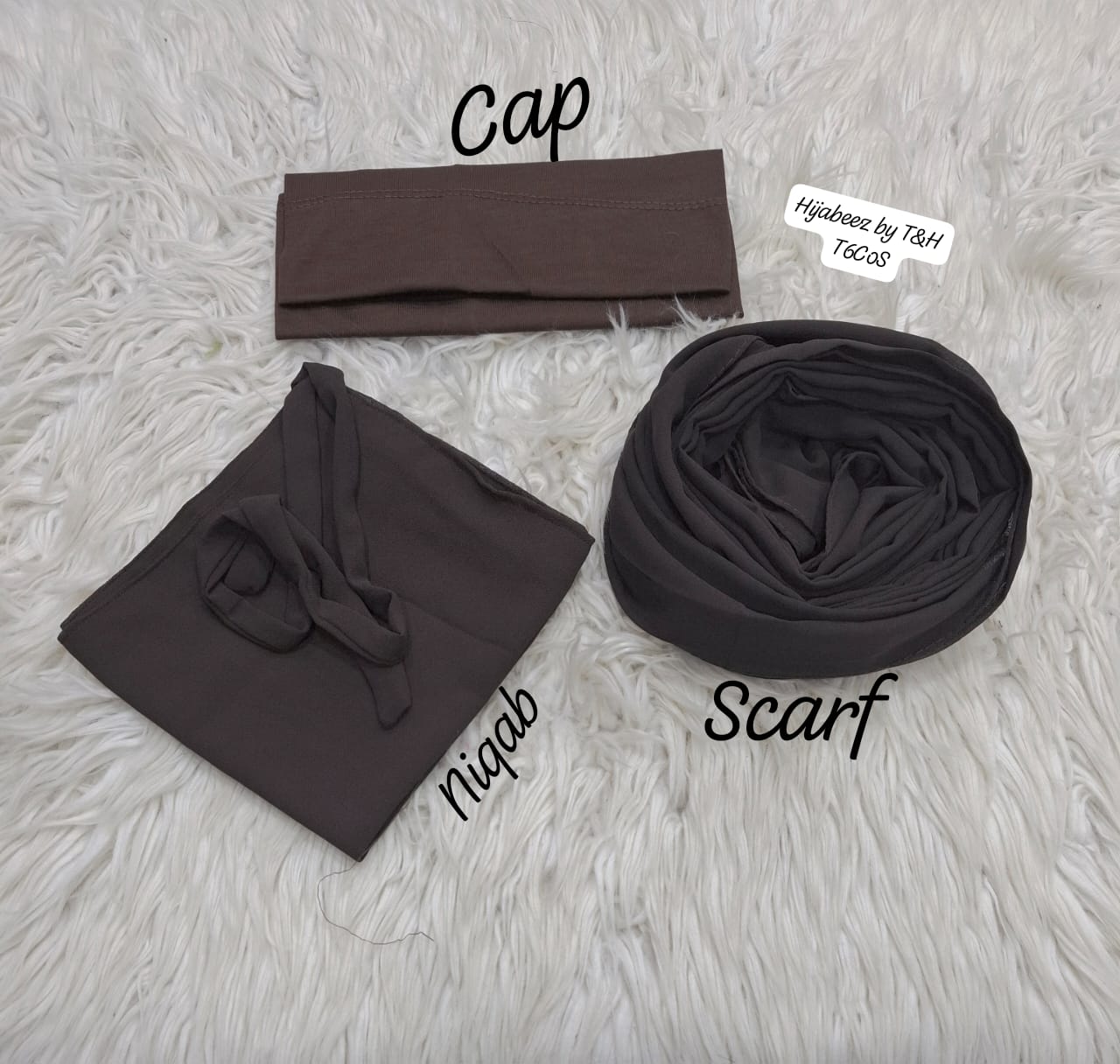3 pec nikab scarf cap set