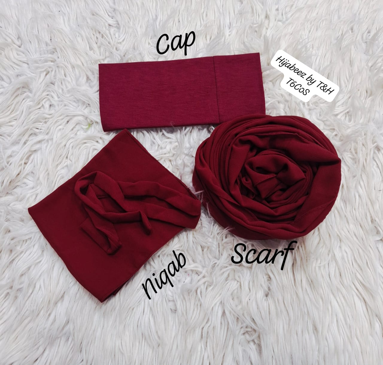 3 pec nikab scarf cap set