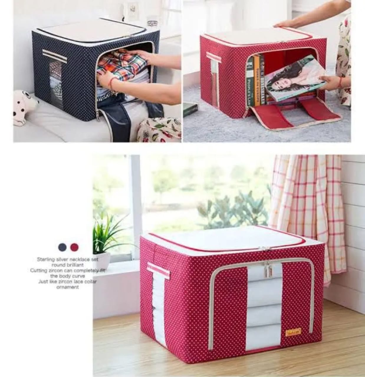 55- Litre Capacity Folding Cloth Steel Frame Clothing Storage