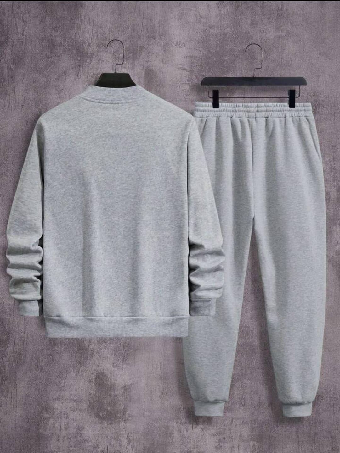 2 Pcs Men’s Fleece Plain Zipper Track Suit