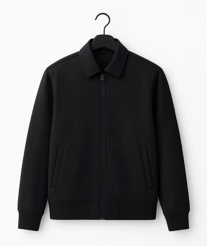 black cooler Fleece Plain Fleece Jacket