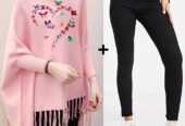 Printed poncho for women